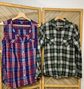Eddie Bauer Lote Franela Cuadros Camisa Tanque Mujer Pequeña - Imagen 1 de 13
