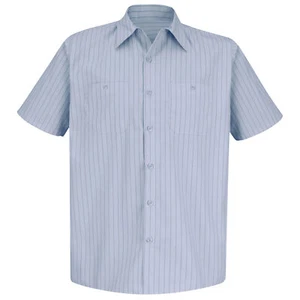 Red Kap Men's Short Sleeve Striped Work Shirt - Picture 1 of 25