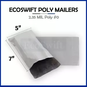 1 5 x 7 WHITE ECOSWIFT POLY MAILERS SHIPPING ENVELOPES SELF SEAL BAGS 2.35MIL - Picture 1 of 4