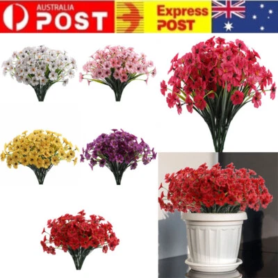 Artificial Flowers Bundles Faux Plastic UV Resistant Fake Plants Wedding Decor - image 1 of 4