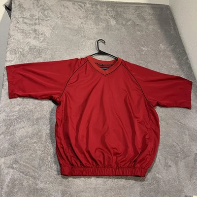 Pulôver masculino FootJoy grande vermelho manga curta golfe gola V bolsos - Imagem 1 de 4