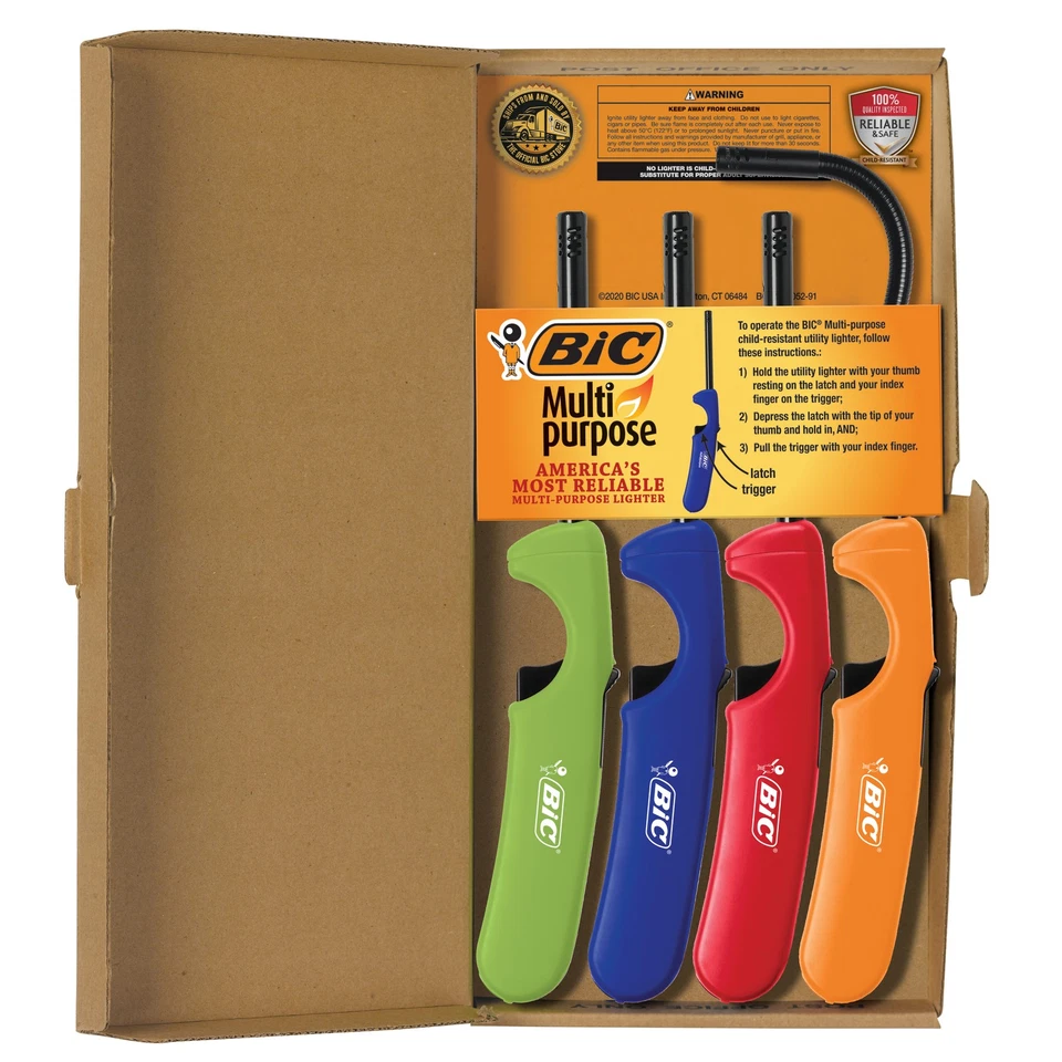 BIC Multi-purpose Classic Edition Lighter & Flex Wand Lighter, 4-Pack - Image 1 of 4