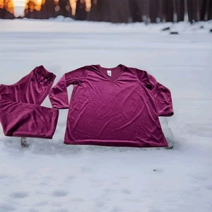 ✅Roaman's Vellour Sweatsuit Pullover Sweatshirt & Pants Set Women's 1X Purple - Picture 1 of 14