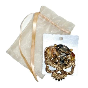 Katherine's Collection Venetian Masquerade Collection Rhinestone Skull Brooch - Picture 1 of 5