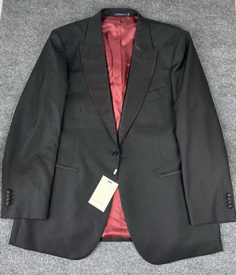 NUEVO CON ETIQUETAS SuitSupply Lazio Esmoquin Negro Blazer Chaqueta Delgada Barberis Canonico Lana 50 Foto 1 de 4