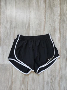 Nike Dri Fit Running Shorts Black White Swoosh Logo Inside Pocket Womens Sz M - Picture 1 of 9