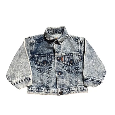 Chaqueta vaquera vintage años 80 Levi’s lavado ácido tipo 3 lengüeta naranja talla 3T Foto 1 de 4