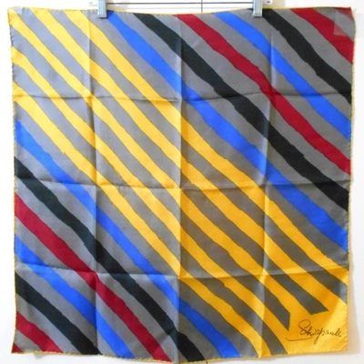 Винтажный шелковый шарф Schiaparelli с цветными диагональными полосками 26,5 дюйма - Изображение 1 из 4