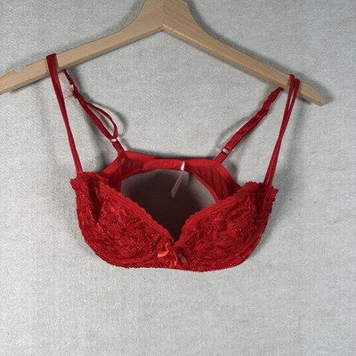 Sujetador de encaje rojo vintage Victoria’s Secret etiqueta DORADA raro correa doble 34B LEER DES Foto 1 de 4