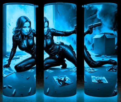 Brilla en la Oscuridad Sexy Viuda Negra en Acción Pose Superhéroe Taza Taza Vaso 20oz Foto 1 de 4