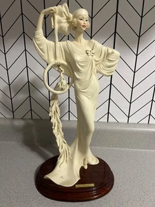 Amilcare Santini Sculpture: Lady with Peacock, 18", Signed, Hand Painted, Italy. - Picture 1 of 10