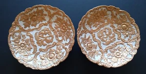 Vintage Set Of 2 Gold Encrusted Porcelain Plates Signed G 656 Wall Hanging Decor - Picture 1 of 3