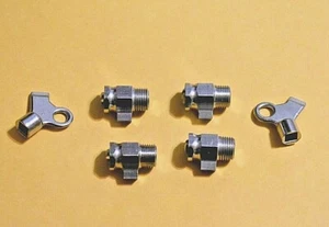 4 Radiator Nickel Plated Brass Air Vent Bleeder Coin Valves 1/8" MIP & 2 Keys  - Picture 1 of 7