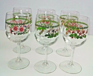 PORTMEIRION FLORAL BOTANICAL GARDEN; Set/ 6; WATER /WINE GOBLET GLASSES; NEW VTG - Picture 1 of 3