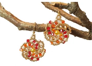 Pendientes Twister con colgante Swarovski Bicone Fireopal plateado dorado, hecho a mano - Imagen 1 de 7