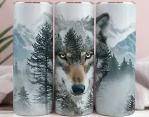 Wolf in Mountain 20 oz Stainless Steel Tumbler Handmade - Picture 1 of 1