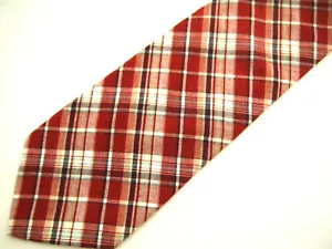 Brooks Brothers Makers Mens Necktie Tie Red Blue Plaid Cotton 58" - Picture 1 of 4