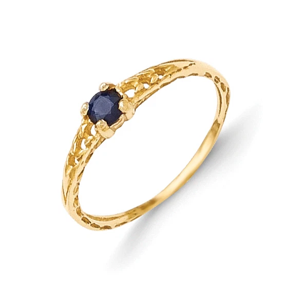 Anillo de oro amarillo de 14 quilates con piedra de nacimiento de zafiro de 3 mm para bebé talla 3 Madi K joyería infantil Foto 1 de 1