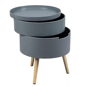 1x Nachttisch Nachtkommode Nachtschrank Sofatisch mit Holz Beinen MDF st50gr-1 - Bild 1 von 7