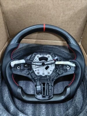 Real carbon fiber Flat Customized Sport Steering Wheel G30 X4M X5M X6M W/Heated Foto 1 de 4