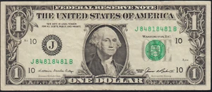 Fr.1913-J 1985 Kansas City $1 Federal Reserve Note Repeater Fancy Serial Number - Picture 1 of 2