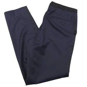 $248 HUGO BOSS HetonS Blue & Black Wool Tuxedo Suit Pants Mens Size 36L - Picture 1 of 11