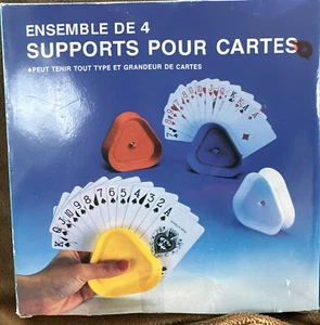 Playing Card Holders Set Of 4 Triangle Multi Color Plastic Holders New In Pkg - Picture 1 of 8