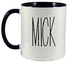 New White  Black Mug With Mick Both Sides In Mib Font