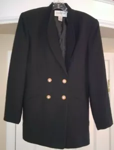 Womens Jones New York 4 Button Suit Coat Blazer Black Size 8 Gold Bling Buttons - Picture 1 of 9