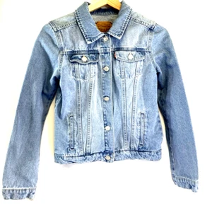 Levi's Strauss Jean Jacket Girls XL 13-15 Yrs Blue Denim Button Up 4 Pockets EUC - Picture 1 of 17