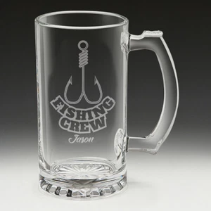 BREWHOUSE GLASS BEER MUG TANKARD 470ML PERSONALISED LASER ENGRAVED GIFT - Picture 1 of 6