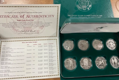 1995- 1996 U.S. commemoratives Atlanta Olympic Games  8 Coin Silver Proof Set Cover