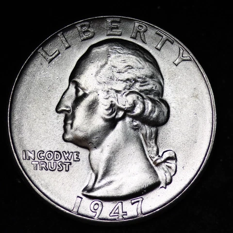UNCIRCULATED UNC MS 1947 WASHINGTON SILVER QUARTER FREE SHIPPING Cover