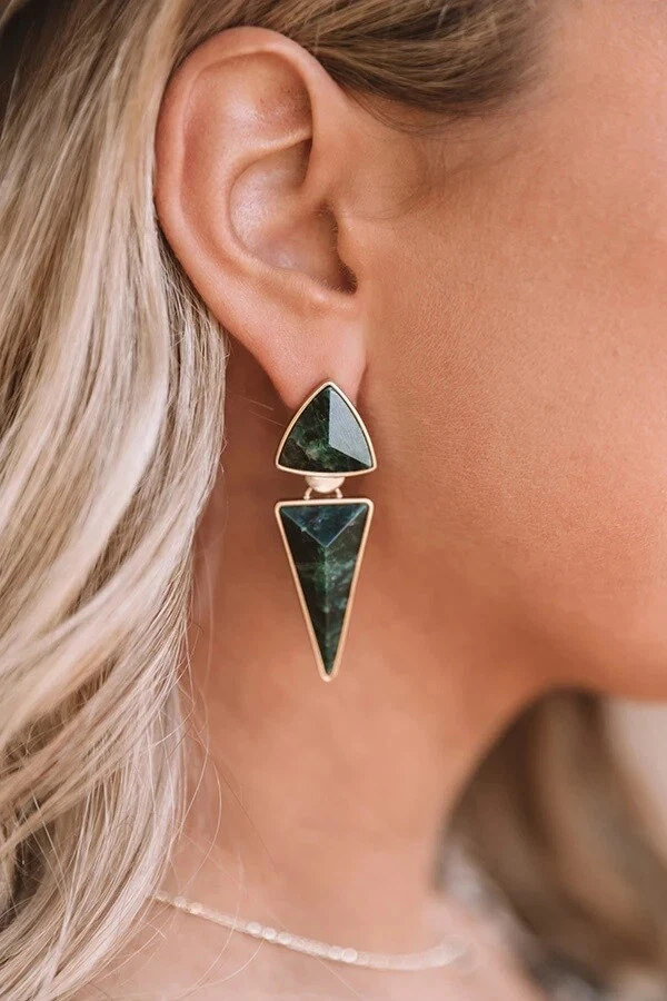 100 Authentic Kendra Scott Gold Green APATITE Vivian Statement Earrings