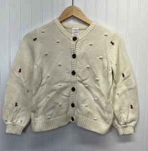 Hanna Anderson Balloon Sleeve Knit Cardigan Holiday Sz 10/140cm 100% Cotton - Picture 1 of 5
