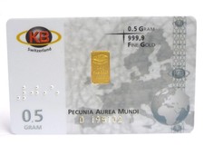 * 0,5 g / 1/2 Gramm Gold Goldbarren Barren Bullion / 999,9 Feingold KB Schweiz *