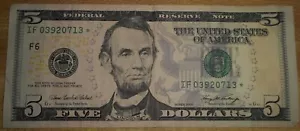2006 $5 FRN *STAR* Note, Atlanta, 1.02 Million Run #2, FREE SHIP - Picture 1 of 2