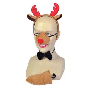Adults Reindeer Antlers Nose Tail Christmas Fancy Dress Costume Accessory - Picture 1 of 1