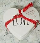 Rae Dunn “Love” Heart Shaped 4 Piece Ceramic Coaster Set NEW By Magenta 