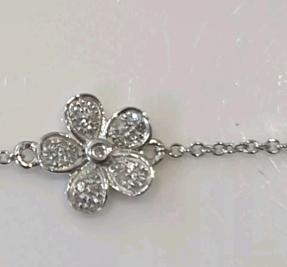 9ct White Gold Le Diamantaire Natural Diamond Flower Chain Bracelet  - Image 1 of 4