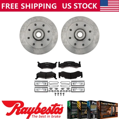 Kit de rotor de freno delantero y buje y pastillas de freno metálicas para Dodge B300 1979-1980 Foto 1 de 4