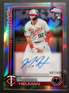 MICHAEL HELMAN MINNESOTA TWINS 2025 TOPPS CHROME REFRACTOR AUTO 487/499 - Picture 1 of 3
