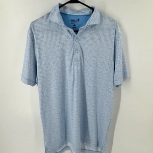 Johnnie O Mens Performance Polo Shirt Medium Blue White Geometric Print Golf - Picture 1 of 7