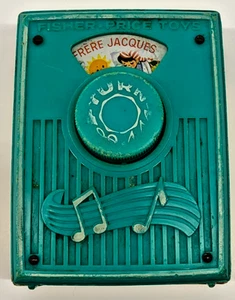 Vintage Fisher Price Music Radio Frere Jacques 1964 Working 778 teal blue - Picture 1 of 6