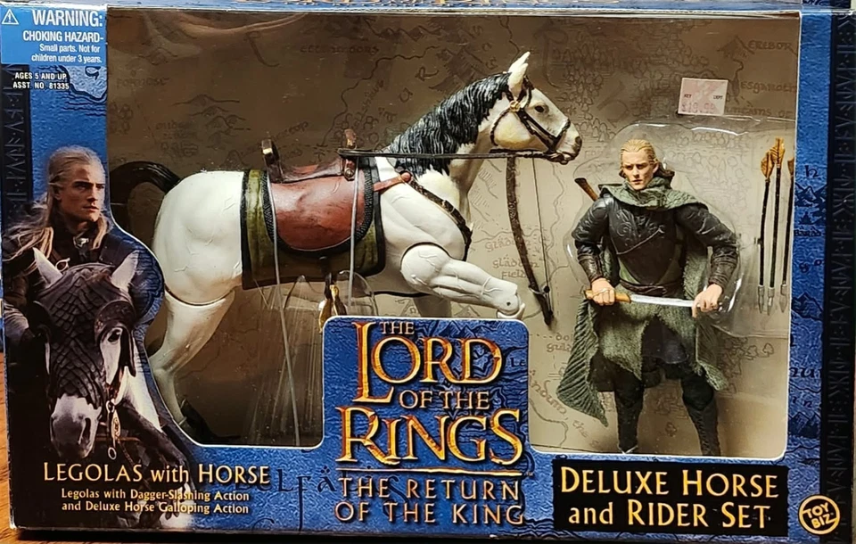 Juego de Legolas y jinete de lujo con caballo de El Señor de los Anillos ROTK ToyBiz NRFB Foto 1 de 1