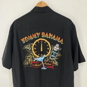 Tommy Bahama Midnight Martinis Silk Button Down Shirt Men's Medium Summer Drinks - Picture 1 of 6