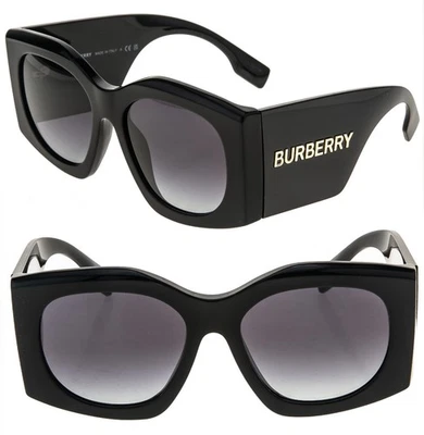 BURBERRY 4388 MADELINE BE4388U Black Bold Logo Oversized Fashion Sunglasses - Image 1 of 4