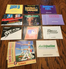 NES manual lot (11+) Super Mario 3, Double Dragon, Snake Rattle & Roll, Tetris +