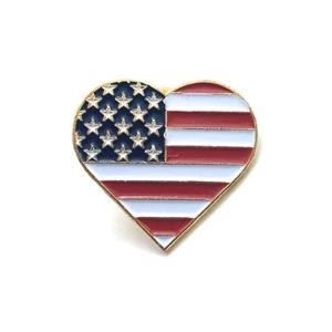 Amerikanische Flagge Herz Patriot Pin USA Sterne Streifen Liebe Unterstützung Einheit Stolz USA - Bild 1 von 3