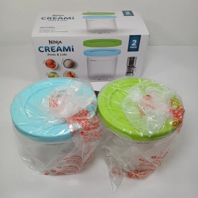 Pintas y tapas Ninja CREAMi 2 pintas CREAMi con tapas de cal y aguamarina Foto 1 de 4